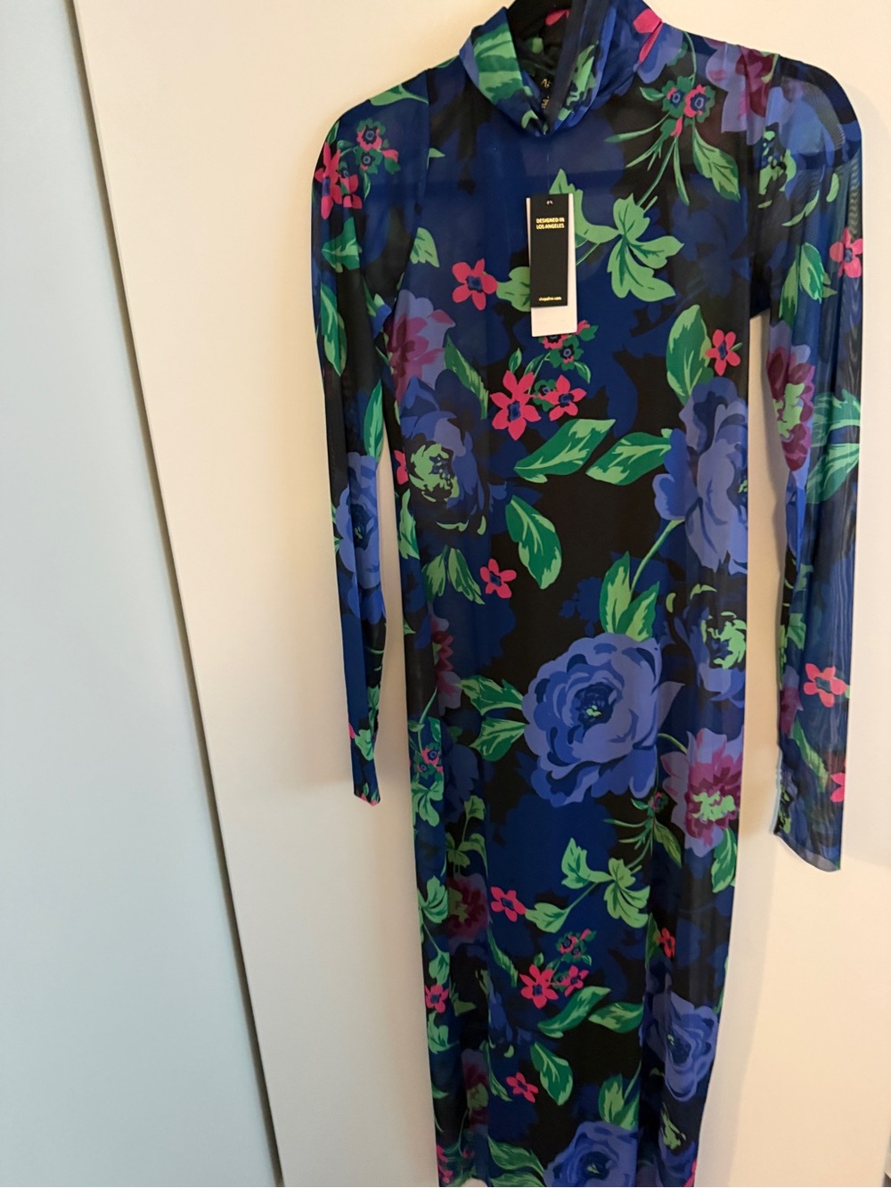 AFRM Long Sleeve Floral Maxi Dress in Blue, Green and Pink